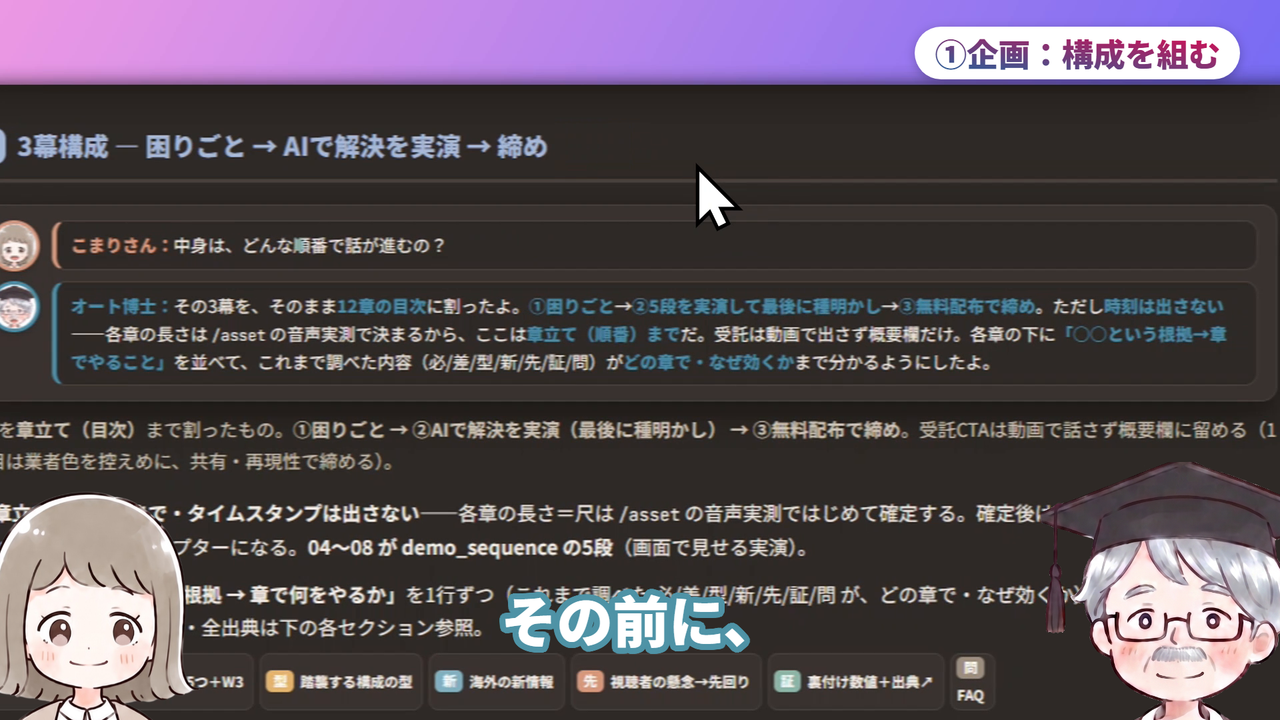 ①企画:構成を組む(動画で実際に使った画面)